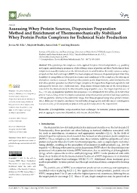 Assessing Whey Protein Sources, Dispersion Preparation Method And