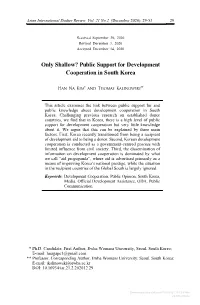 Downloaded from Brill.Com09/30/2021 11:13:54AM Via Free Access 30 Only Shallow? Public Support for Development Cooperation in South Korea