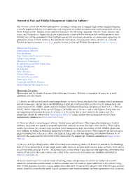 Journal of Fish and Wildlife Management Guide for Authors
