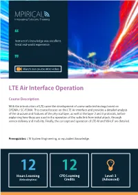 LTE Air Interface Operation