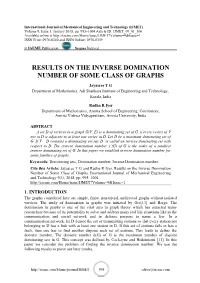 Results on the Inverse Domination Number of Some Class of Graphs
