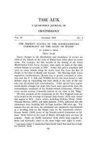 The Present Status of the Double-Crested Cormorant on the Coast of Maine•