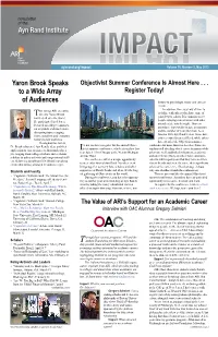 Yaron Brook Speaks to a Wide Array of Audiences, Continued from Page 1
