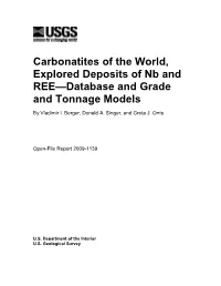 Carbonatites of the World, Explored Deposits of Nb and REE—Database and Grade and Tonnage Models