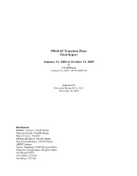 PROSAF Transition Phase Final Report January 11, 2004 to October 31, 2005