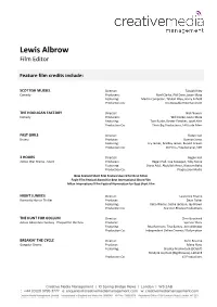 Feature Film Credits Include