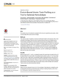 Protein-Bound Uremic Toxin Profiling As a Tool to Optimize Hemodialysis