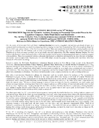 The Anthony Braxton Project Press Release