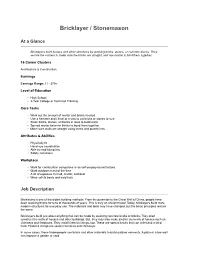 Bricklayer / Stonemason
