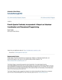 French Quarter Festivals, Incorporated: a Report on Volunteer Coordination and Educational Programming