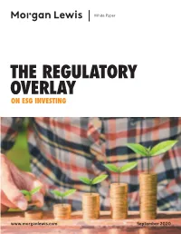 The Regulatory Overlay on Esg Investing