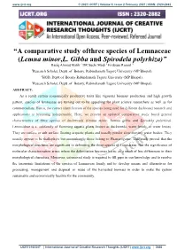 A Comparative Study of Three Species of Lemnaceae (Lemna Minor,L