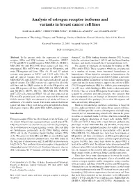 Analysis of Estrogen Receptor Isoforms and Variants in Breast Cancer Cell Lines