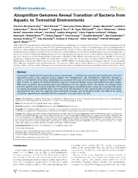 Azospirillum Genomes Reveal Transition of Bacteria from Aquatic to Terrestrial Environments