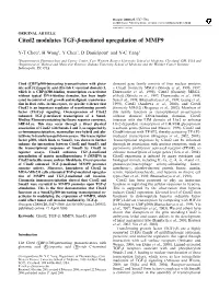 Cited2 Modulates TGF-B-Mediated Upregulation of MMP9