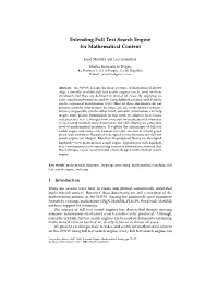 Extending Full Text Search Engine for Mathematical Content