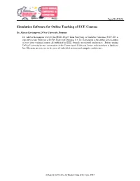 Simulation Software for Online Teaching of ECE Courses