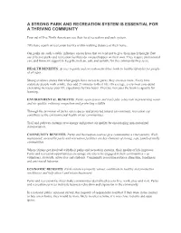 Benefits of a Strong Parks and Recreation System