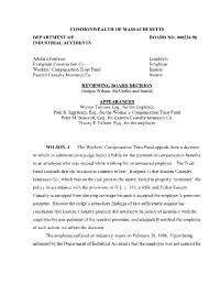 Commonwealth of Massachusetts Department of Board No