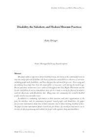 Disability, the Sideshow, and Modern Museum Practices