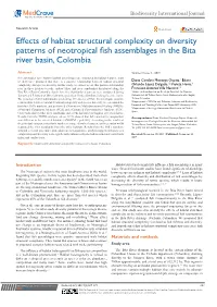 Effects of Habitat Structural Complexity on Diversity Patterns of Neotropical Fish Assemblages in the Bita River Basin, Colombia