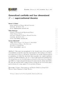 Generalized Conifolds and Four Dimensional $ N= 1$ Superconformal Theories
