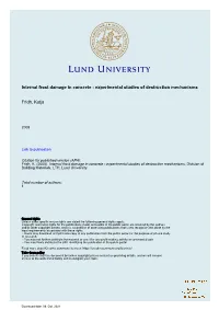 Internal Frost Damage in Concrete - Experimental Studies of Destruction Mechanisms