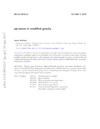 Pp-Waves in Modified Gravity
