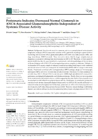 Proteinuria Indicates Decreased Normal Glomeruli in ANCA-Associated Glomerulonephritis Independent of Systemic Disease Activity