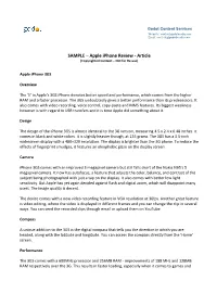 SAMPLE – Apple Iphone Review - Article (Copyrighted Content – Not for Re-Use)