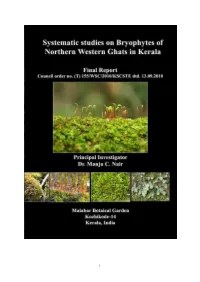 Systematic Studies on Bryophytes of Northern Western Ghats in Kerala”