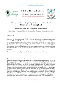 Therapeutic Review Exploring Antimicrobial Potential of Hydrazones As Promising Lead
