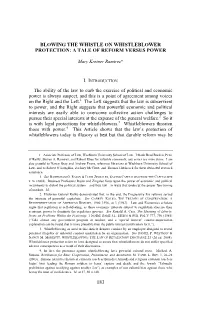 Blowing the Whistle on Whistleblower Protection: a Tale of Reform Versus Power