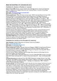 Brief Biographies of Candidates 2004
