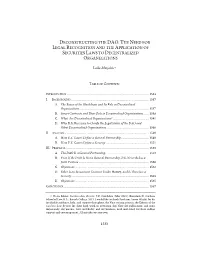 Deconstructing the Dao: the Need for Legal Recognition and the Application of Securities Laws to Decentralized Organizations