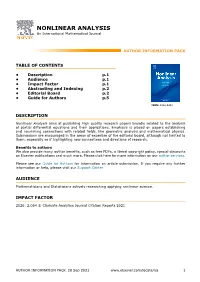 NONLINEAR ANALYSIS an International Mathematical Journal