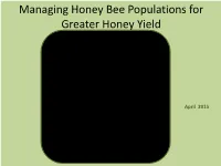 Managing Honey Bee Populations for Greater Honey Yield