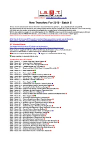 New Transfers for 2019 - Batch 5