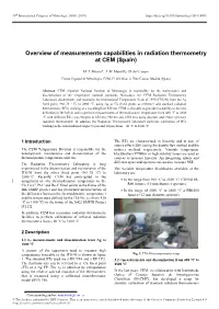 Overview of Measurements Capabilities in Radiation Thermometry at CEM (Spain)