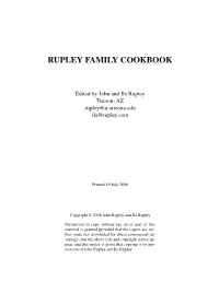Rupley Family Cookbook
