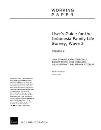 User's Guide for the Indonesia Family Life Survey, Wave 3 WORKING