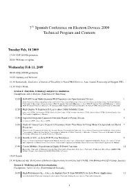 7 Spanish Conference on Electron Devices 2009 Technical Program and Contents