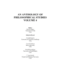 An Anthology of Philosophical Studies Volume 4