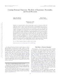Creating Fictional Characters: the Role of Experience, Personality, and Social Processes