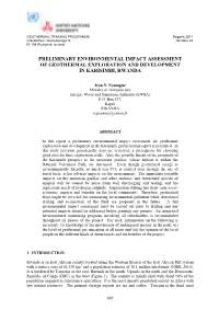 Preliminary Environmental Impact Assessment of Geothermal Exploration and Development in Karisimbi, Rwanda
