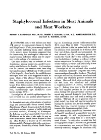 Staphylococcal Infection in Meat Animals and Meat Workers