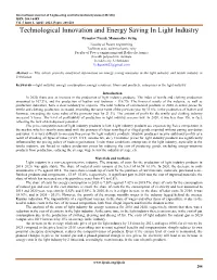 Technological Innovation and Energy Saving in Light Industry