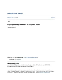 Deprogramming Members of Religious Sects