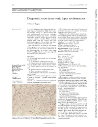 Diagnostic Issues in Systemic Lupus Erythematosis