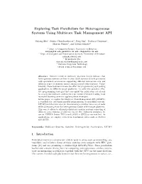 Exploring Task Parallelism for Heterogeneous Systems Using Multicore Task Management API